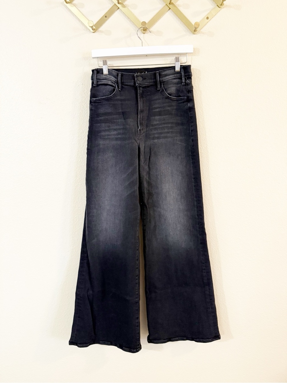 Mother The Hustler Roller Sneak Jeans in Not Today Satan Grey Black Wash Size 30 - Picture 5 of 10